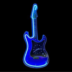 Guitar Neon light Vintage Plastic Wall Clock that’s 29” in length and 12” wide